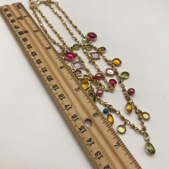 Elegant Gold-Tone and Multicolor Charm Dangles Necklace and Earring Set - Picture 7 of 8